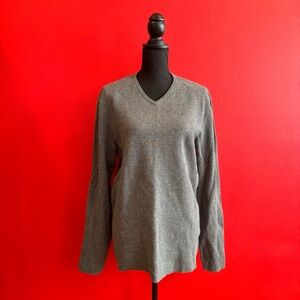DKNY Gray V-Neck Sweater Classic Knit